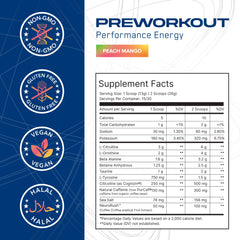 ABE AN Performance Peach Mango label highlights clinically dosed ingredients for athletic performance