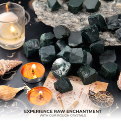 ABHISUBYA Bloodstone healing crystals, dark green with red markings for vitality-inspired spaces.