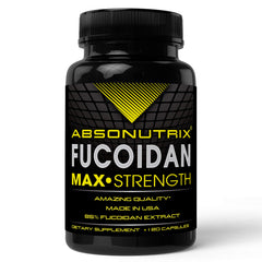 Absonutrix Fucoidan Pure brown seaweed bottle close-up highlighting daily wellness capsules