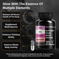 ACAPPELLA vitamin D3 K2 zinc capsules with potential immune support benefits.
