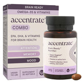 Accentrate brain-support kids bottle shows a kid-friendly formula for focus and calm.