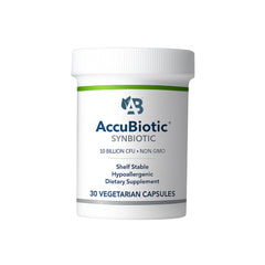 AccuBiotic Synbiotic 10B CFU bottle front for daily use.
