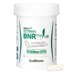 AceBiome BNRThin S30 bottle front communicates trusted probiotic support for daily gut balance