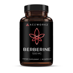 ACEWORKZ Berberine bottle close-up with capsules for metabolic balance support