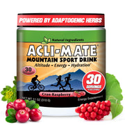 Acli-Mate Mountain Sport Drink Mix tub front view for hydration and altitude support.