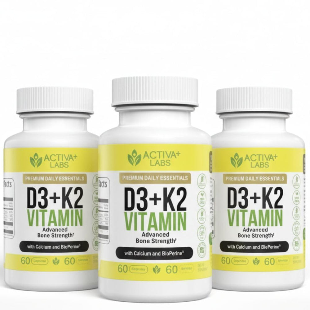 Activa Labs Vitamin D3 & K2 softcapsules for vegan bone support.