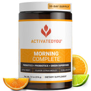 ActivatedYou Morning Complete bottle front with citrus flavor for daily energy and gut wellness.