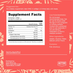 Active Blend Omega-3 capsules closeup emphasizes clean ingredients