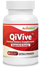 ActiveHerb QiVive bottle visual with 80 vegetarian capsules for sustained energy