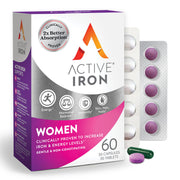 Active Iron bottle pour suggests easy daily dosing for steady energy.