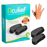 Aculief Acu Therapy wearable clip in black small size worn on the thumb for portable stress support.