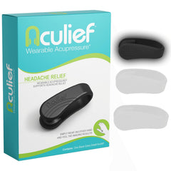 Aculief compact portable design in use for on-the-go calm.