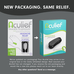 Aculief small black clip with adjustable fit for daily comfort.