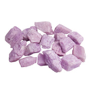 Acxico Kunzite rough stone close-up reveals pink crystals for mindful display