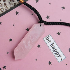 Acxico Rose Quartz Pendulum Necklace chain detail with adjustable length