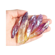 Acxico titanium rainbow aura Lemurian quartz point for meditation and positive energy.