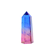 Acxico Titanium Rainbow Quartz obelisk wand in pink-purple color promotes calm energy.