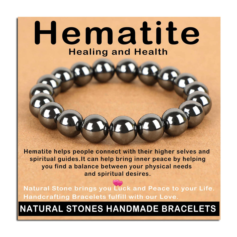 AD Beads hematite bracelet close-up, grounding style for daily wear