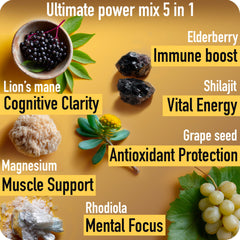 ad hoc gold shilajit gummies pouring action suggests easy, mess-free daily energy.