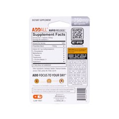 Close-up of Addall Rapid Release pills showing a quick mental boost.
