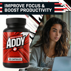 Addy Plus pack shot emphasizes daily routine and consistency