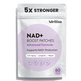 Adellina NAD+ patches for women in the 60-count pack front view, convenient daily wellness support.