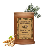 ADK Balsam & Cedar candle in a wax jar for natural home fragrance
