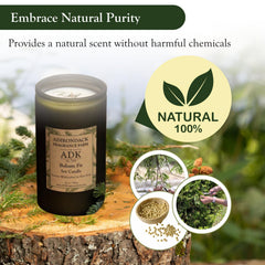 ADK Balsam & Fir Candle label detail emphasizing handcrafted quality since 1979