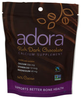 Adora Calcium Disk con chocolate orgánico, complemento diario de calcio y sabor suave.
