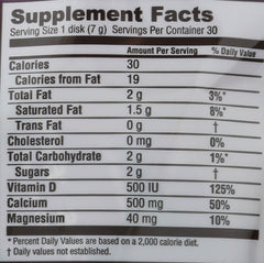 Adora Calcium Disk con vitamina D3 (250 UI) para la ingesta diaria.