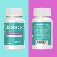 Advanced Generic Corp Biotect+ softgels pack highlights convenient 30-day wellness.