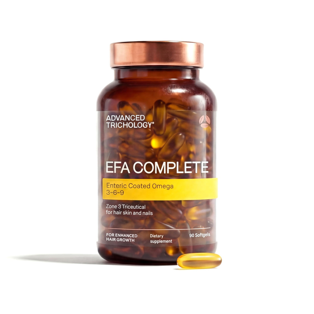 Advanced Trichology EFA Complete bottle front showing product packaging and branding