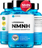 AdvantageNutra liposomal NMNH 500mg bottle pour shows easy daily use for energy support