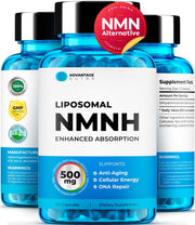 AdvantageNutra liposomal NMNH 500mg bottle pour shows easy daily use for energy support