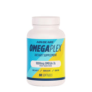AdvoCare Omegaplex bottle and softgels highlighting heart and immune support.