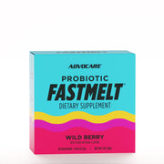 AdvoCare Probiotic FastMelt packaging in wild berry supports a convenient daily gut balance.