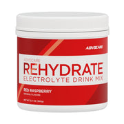 AdvoCare Rehydrate bottle cap close-up highlighting electrolyte blend for quick hydration.