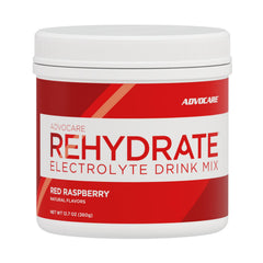 AdvoCare Rehydrate bottle cap close-up highlighting electrolyte blend for quick hydration.