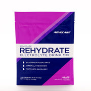 AdvoCare Rehydrate grape stick pack for portable hydration during workouts.