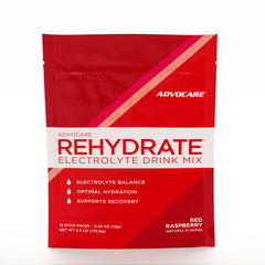 AdvoCare Rehydrate raspberry stick-pack for on-the-go hydration during workouts
