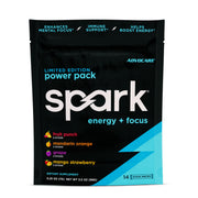 AdvoCare Spark bottle and sticks on countertop, ready for focused energy.