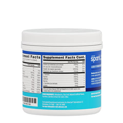 AdvoCare Spark measuring scoop beside the tub for convenient serving.