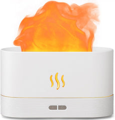 The Aegci diffuser with flame light adds cozy ambiance for aromatherapy.