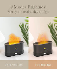 Aegci Flame Air Diffuser LED brightness option enhances mood lighting.