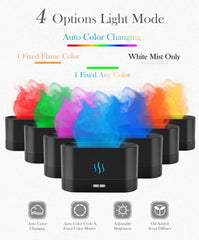 Aegci flame diffuser displays seven-color lighting for mood-enhancing ambiance.