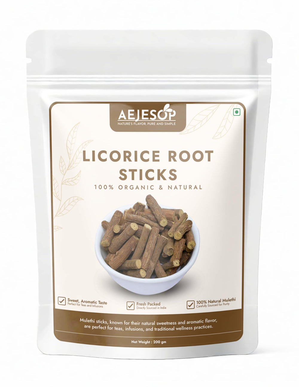 AEJESOP Licorice Mulethi sticks in bottle promote digestive comfort.