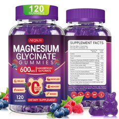 AEQNJV Magnesium Glycinate Gummies bottle shows a 60-day supply for calm sleep support.