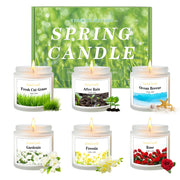 Aeraroma 6-pack spring candles in white frosted jars create cozy ambiance.