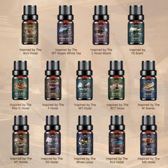Aeshory Hotel Diffuser Oils Set showcasing 14 luxury blends.
