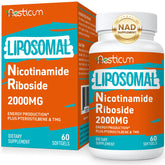 Aesticum Nicotinamide Riboside 60-softgels front highlights NAD+ support and bottle design.
